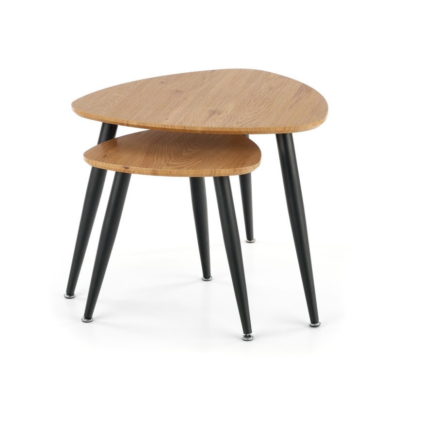 KOMPLEKT 2x Küljelaud NICEA d. 40/60 cm kuldne tamm/must