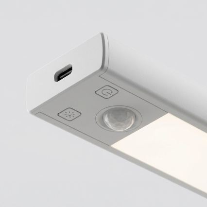 Komplekt 2x laetavad LED-mööblivalgustid liikumis- ja hämarussensoriga VIRO LED/1,2W/3,7V 800 mAh 3000/4000/6500K 30 cm valge