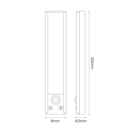Komplekt 2x laetavad LED-mööblivalgustid liikumis- ja hämarussensoriga VIRO LED/1,2W/3,7V 800 mAh 3000/4000/6500K 30 cm valge