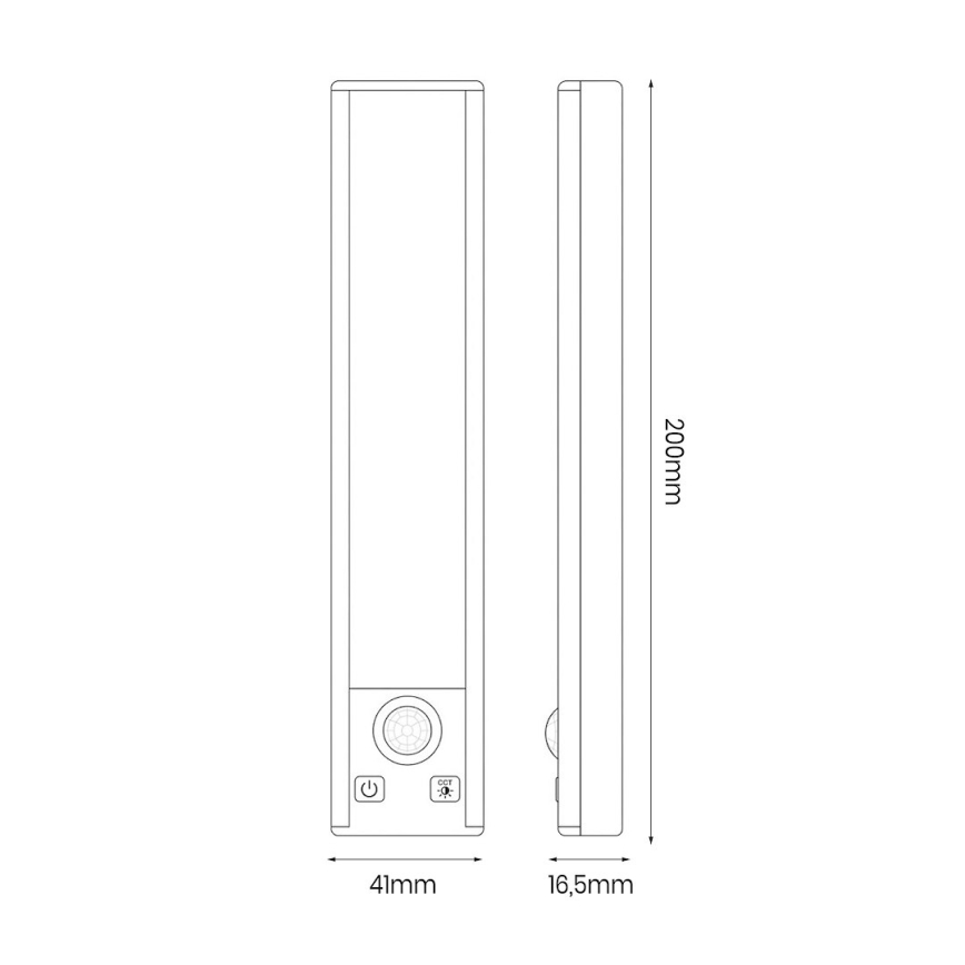 KOMPLEKT 2x laetavat LED-mööblivalgustit liikumis- ja hämarussensoriga VIRO LED/1W/3,7V 800 mAh 3000/4000/6500K 20 cm valge