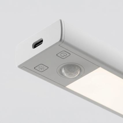 Komplekt 2x laetavat LED-mööblivalgustit liikumis- ja hämarussensoriga VIRO LED/1,2W/3,7V 800 mAh 3000/4000/6500K 30 cm valge