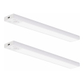 Komplekt 2x laetavad LED-mööblivalgustid liikumis- ja hämarussensoriga VIRO LED/1,2W/3,7V 800 mAh 3000/4000/6500K 30 cm valge