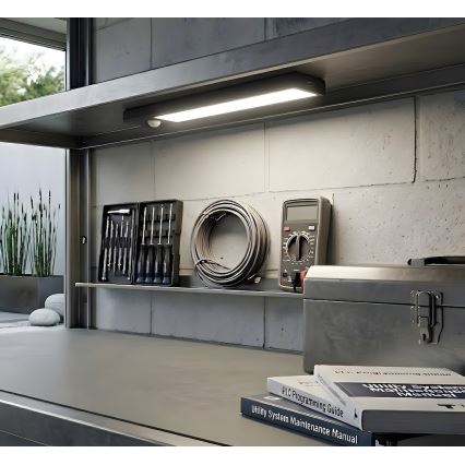 Komplekt 2x laetavat LED-mööblivalgustit liikumis- ja hämarussensoriga VIRO LED/1W/3,7V 800 mAh 3000/4000/6500K 20 cm must