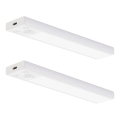 KOMPLEKT 2x laetavat LED-mööblivalgustit liikumis- ja hämarussensoriga VIRO LED/1W/3,7V 800 mAh 3000/4000/6500K 20 cm valge