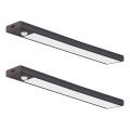 Komplekt 2x laetavat VIRO LED mööblivalgustit liikumis- ja hämarusanduriga LED/1,2W/3,7V 800 mAh 3000/4000/6500K 30 cm must