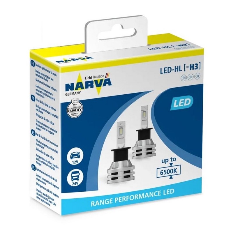 KOMPLEKT 2x LED Auto pirn H3 PK22s/19W/12V 6500K - Narva 18058RPNVAX2