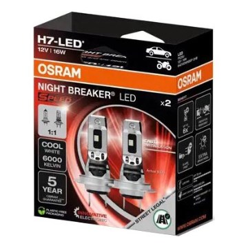 KOMPLEKT 2x LED Auto pirn NIGHT BREAKER H7 PX26d/16W/12V 6000K - Osram