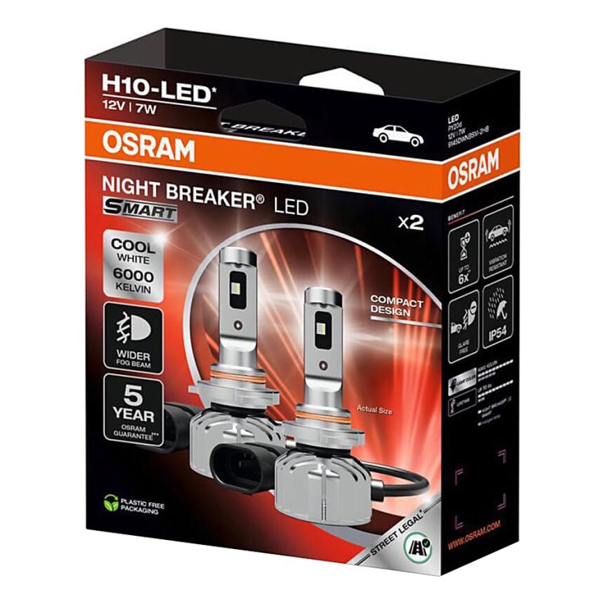 Komplekt 2x LED-autopirni NIGHT BREAKER SMART H10 PY20d/7W/12V 6000K - Osram