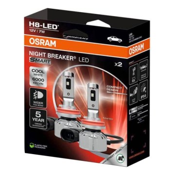 Komplekt 2x LED-autopirnid NIGHT BREAKER SMART H8 PGJ19-1/7W/12V 6000K - Osram