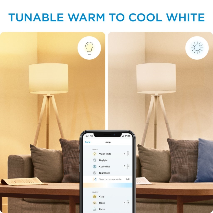 KOMPLEKT 2x LED Hämardatav pirn C37 E14/4,9W/230V 2700-6500K CRI 90 Wi-Fi - WiZ