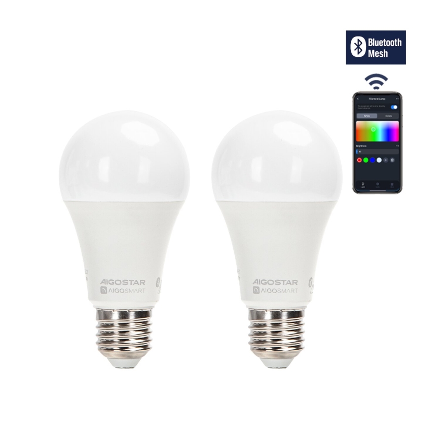 KOMPLEKT 2x LED RGBW Hämardatav pirn MESH Nutikas G45 E14/4,5W/230V 2700-6500K + kaugjuhtimispult - Aigostar