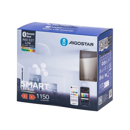 KOMPLEKT 2x LED RGBW Hämardatav pirn MESH Nutikas G45 E14/4,5W/230V 2700-6500K + kaugjuhtimispult - Aigostar