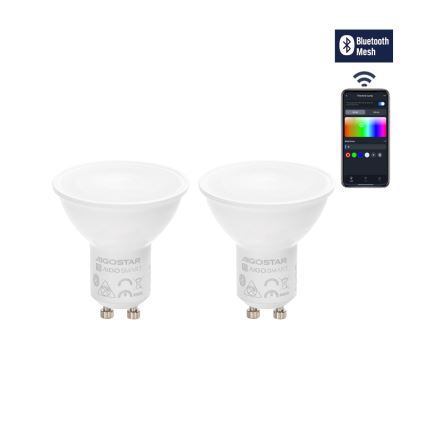 KOMPLEKT 2x LED Hämardatav pirn MESH Nutikas GU10/6,5W/230V 2700-6500K + kaugjuhtimispult - Aigostar