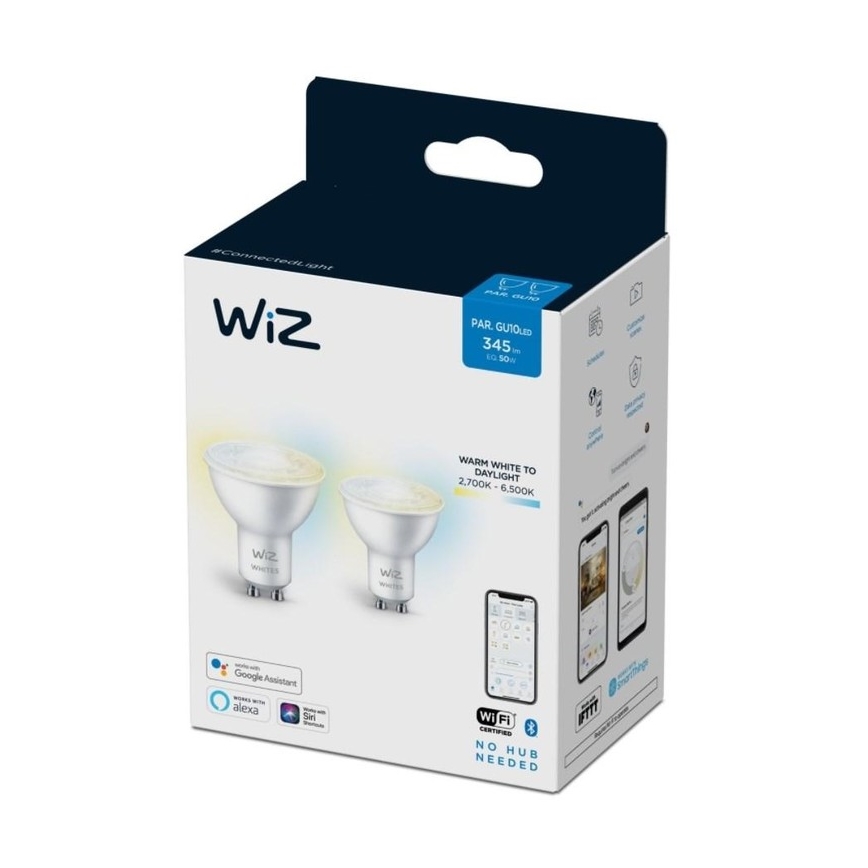 KOMPLEKT 2x LED Hämardatav pirn PAR16 GU10/4,7W/230V 2700-6500K CRI 90 Wi-Fi - WiZ