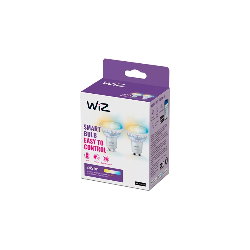 KOMPLEKT 2x LED Hämardatav pirn PAR16 GU10/4,7W/230V 2700-6500K CRI 90 Wi-Fi - WiZ