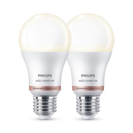 KOMPLEKT 2x LED Hämardatav pirn Philips A60 E27/8W/230V Wi-Fi