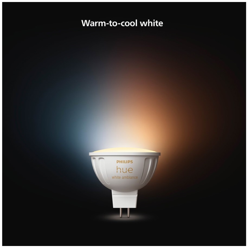 KOMPLEKT 2x LED Hämardatav pirn Philips Hue White Ambiance GU5,3/MR16/5,1W/12V 2200-6500K