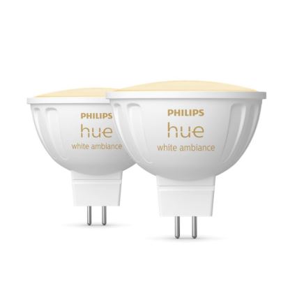 KOMPLEKT 2x LED Hämardatav pirn Philips Hue White Ambiance GU5,3/MR16/5,1W/12V 2200-6500K