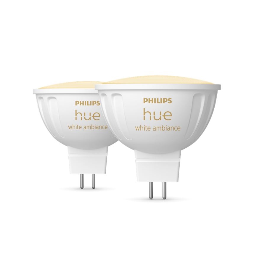 KOMPLEKT 2x LED Hämardatav pirn Philips Hue White Ambiance GU5,3/MR16/5,1W/12V 2200-6500K