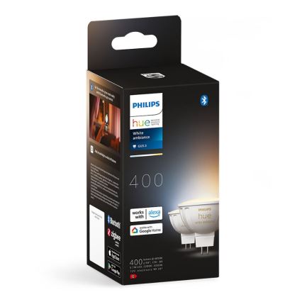 KOMPLEKT 2x LED Hämardatav pirn Philips Hue White Ambiance GU5,3/MR16/5,1W/12V 2200-6500K