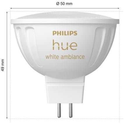 KOMPLEKT 2x LED Hämardatav pirn Philips Hue White Ambiance GU5,3/MR16/5,1W/12V 2200-6500K