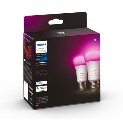 SET 2x LED Hämardatav pirn Philips Hue White And Color Ambiance A60 E27/6,5W/230V 2000-6500K