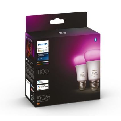 KOMPLEKT 2x LED Hämardatav pirn Philips Hue White And Color Ambiance A60 E27/9W/230V 2000-6500K