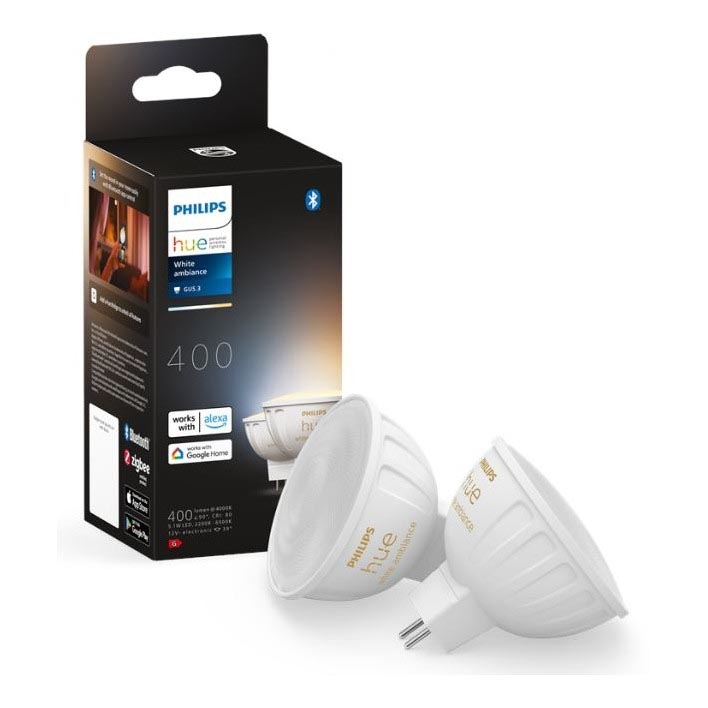 KOMPLEKT 2x LED Hämardatav pirn Philips Hue White Ambiance GU5,3/MR16/5,1W/12V 2200-6500K