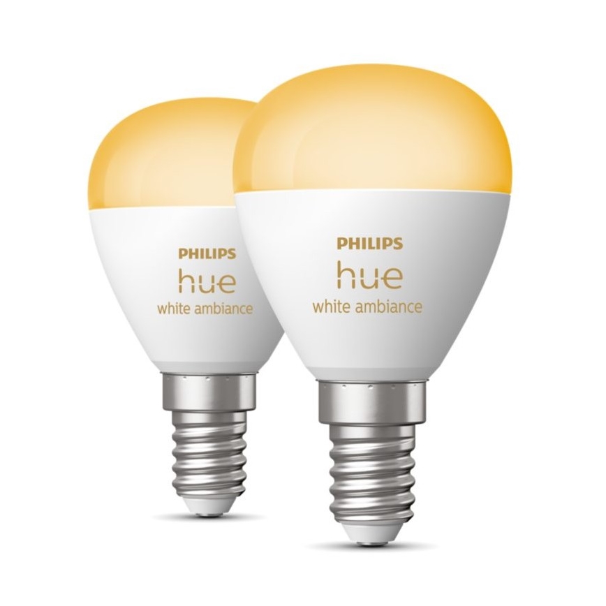 KOMPLEKT 2x LED Hämardatav pirn Philips Hue WHITE AMBIANCE P45 E14/5,1W/230V 2200-6500K