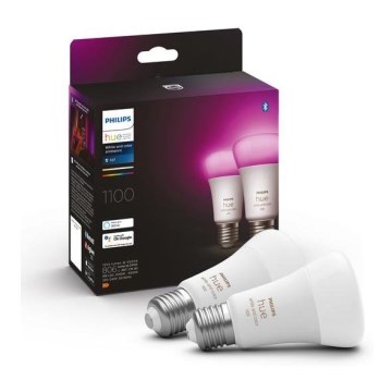 KOMPLEKT 2x LED Hämardatav pirn Philips Hue White And Color Ambiance A60 E27/9W/230V 2000-6500K