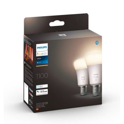 KOMPLEKT 2x LED Hämardatav pirn Philips Hue WHITE E27/9,5W/230V 2700K