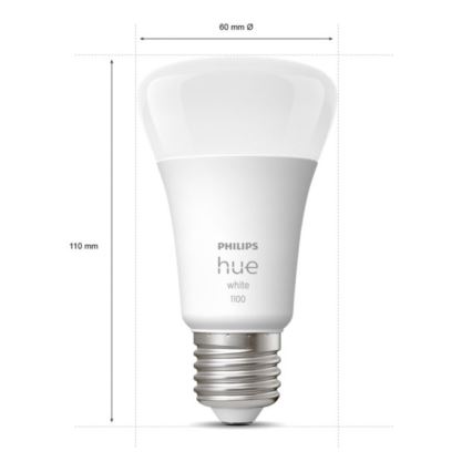 KOMPLEKT 2x LED Hämardatav pirn Philips Hue WHITE E27/9,5W/230V 2700K