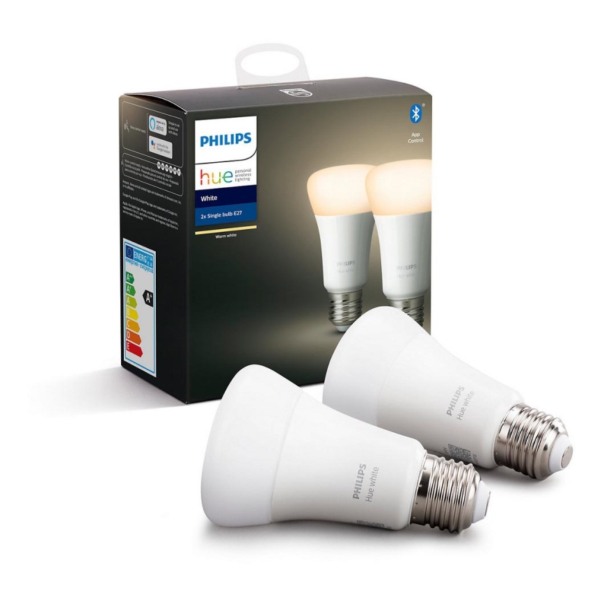 KOMPLEKT 2x LED Hämardatav pirn Philips Hue WHITE E27/9W/230V 2700K