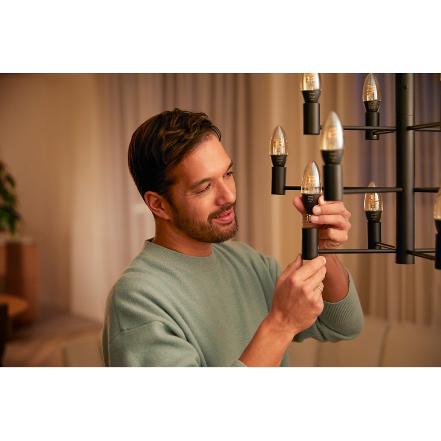KOMPLEKT 2x LED Hämardatav pirn Philips Hue WHITE FILAMENT E14/4,5W/230V 2100K