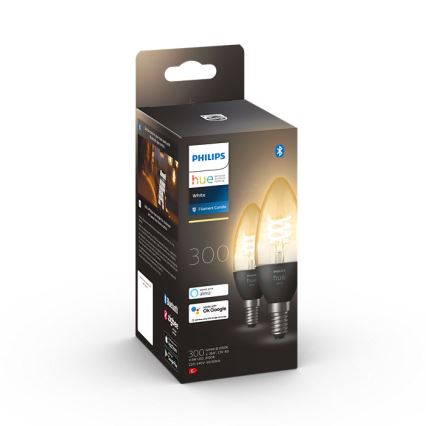 KOMPLEKT 2x LED Hämardatav pirn Philips Hue WHITE FILAMENT E14/4,5W/230V 2100K