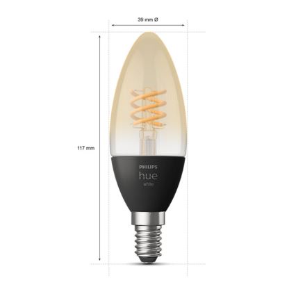 KOMPLEKT 2x LED Hämardatav pirn Philips Hue WHITE FILAMENT E14/4,5W/230V 2100K