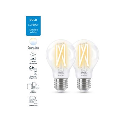 Komplekt 2x LED Hämardatav pirn VINTAGE FILAMENT A60 E27/6,7W/230V 2700-6500K CRI 90 Wi-Fi - WiZ