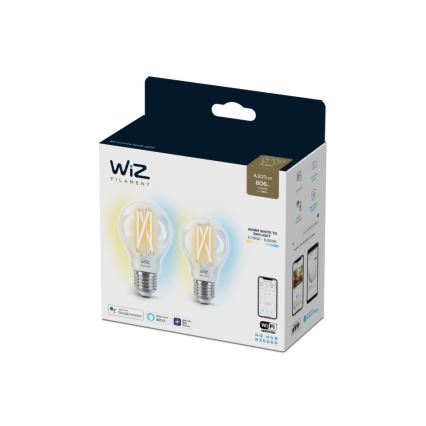 Komplekt 2x LED Hämardatav pirn VINTAGE FILAMENT A60 E27/6,7W/230V 2700-6500K CRI 90 Wi-Fi - WiZ