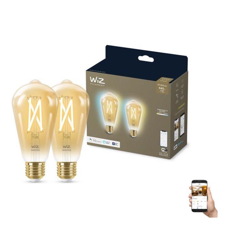 KOMPLEKT 2X LED Hämardatav pirn VINTAGE FILAMENT ST64 E27/6,7W/230V 2000-5000K Wi-Fi - WiZ