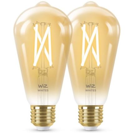 KOMPLEKT 2X LED Hämardatav pirn VINTAGE FILAMENT ST64 E27/6,7W/230V 2000-5000K Wi-Fi - WiZ
