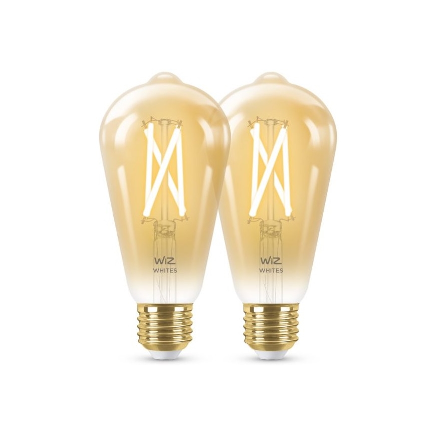 KOMPLEKT 2X LED Hämardatav pirn VINTAGE FILAMENT ST64 E27/6,7W/230V 2000-5000K Wi-Fi - WiZ