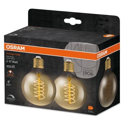 Komplekt 2x LED hämardatav vintage-filament pirn E27/4,8W/230V 2200K - Osram