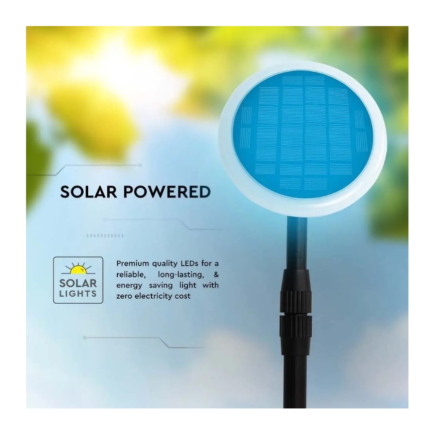 KOMPLEKT 2x LED Kohandatav päikesepaneeliga valgusti GARDEN LED/3W/5V 42-80 cm 3000K IP65