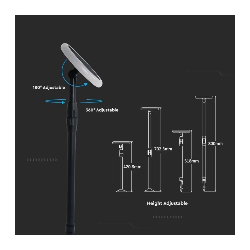 KOMPLEKT 2x LED Kohandatav päikesepaneeliga valgusti GARDEN LED/3W/5V 42-80 cm 4000K IP65
