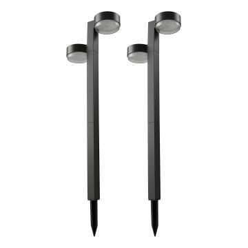 Komplekt 2x LED päikeselampe 2xLED/1W/3,7V 1200 mAh 55 cm IP65 must