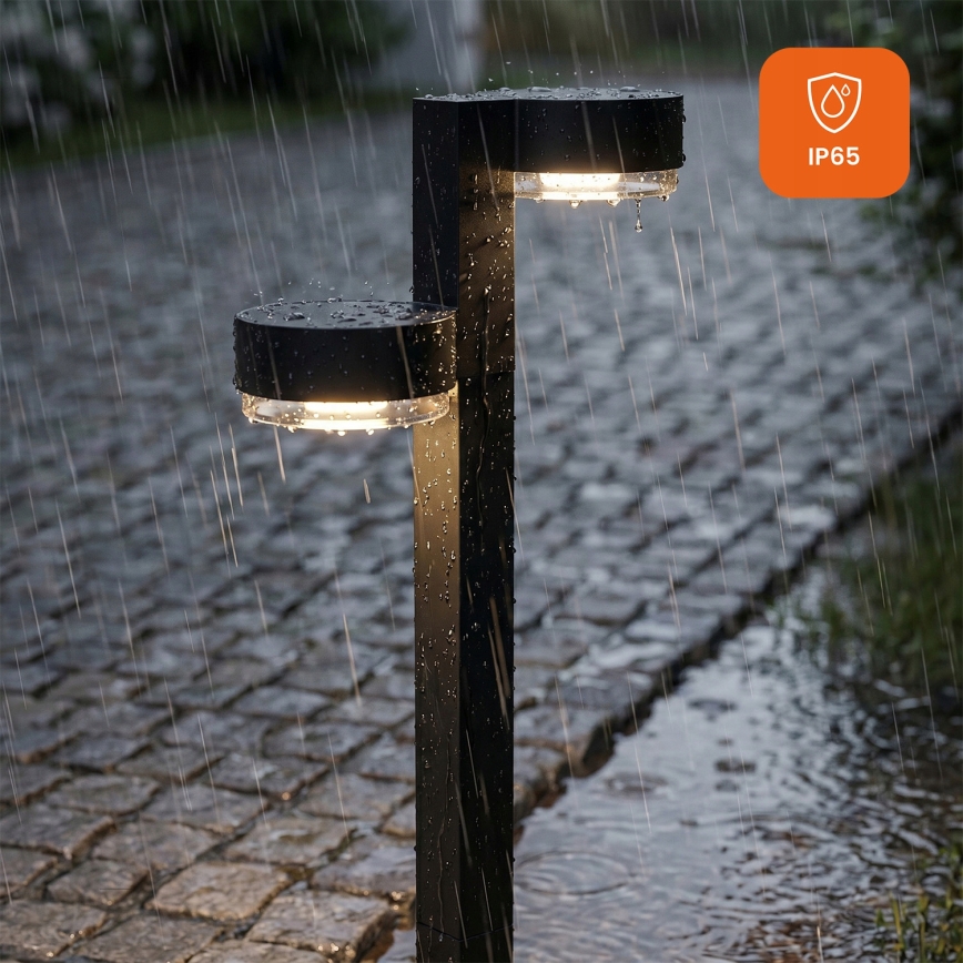 Komplekt 2x LED päikeselampe 2xLED/1W/3,7V 1200 mAh 55 cm IP65 must