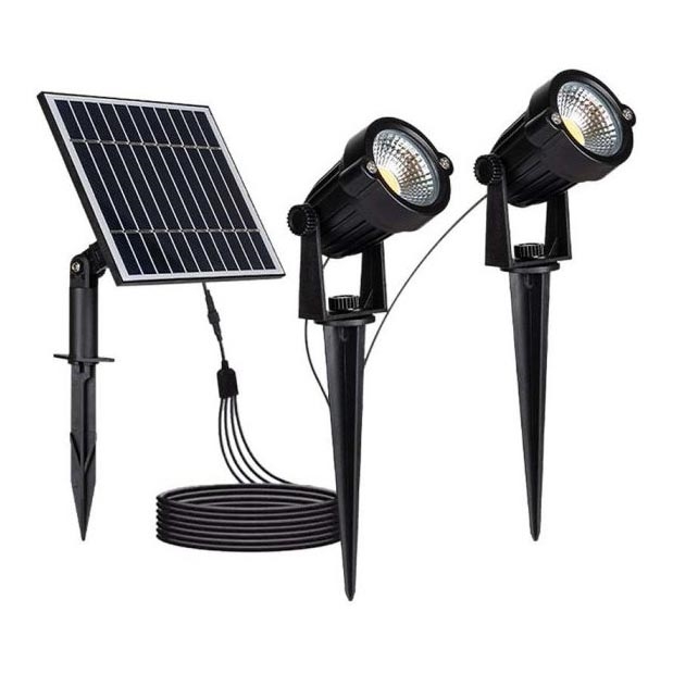 KOMPLEKT 2x LED Päikesepaneeliga välivalgusti 2xLED/1,2W/3,7V IP65 3000K 4000 mAh