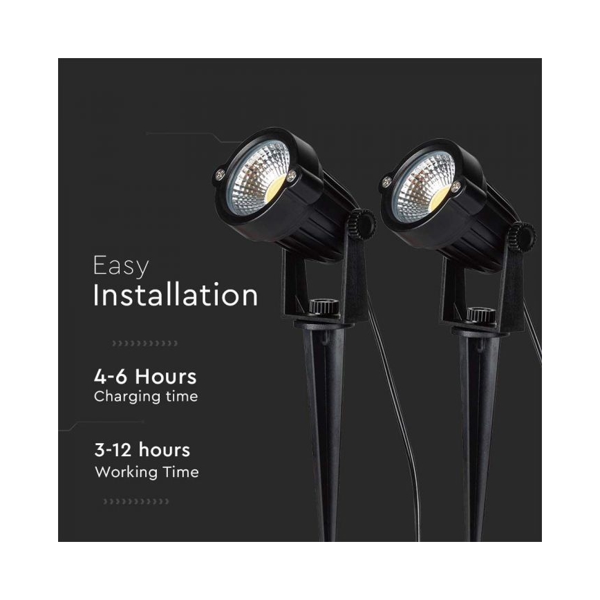 KOMPLEKT 2x LED Päikesepaneeliga välivalgusti 2xLED/1,2W/3,7V IP65 3000K 4000 mAh