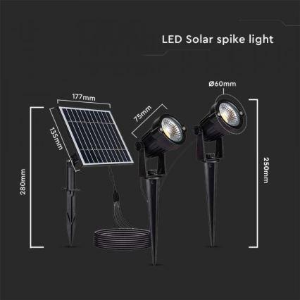KOMPLEKT 2x LED Päikesepaneeliga välivalgusti 2xLED/1,2W/3,7V IP65 3000K 4000 mAh