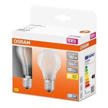 KOMPLEKT 2x LED Pirn A60 E27/6,5W/230V 2700K - Osram